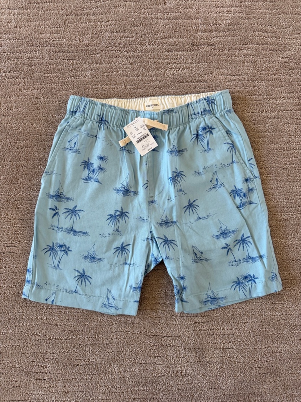 NWT Boys Crewcuts Sky Blue Palm & Sailboat Casual Shorts Size 12